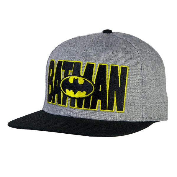 Batman Classic Logo Snapback Baseball Cap - Official Black Curved Bill Cap, One Size Fits Most