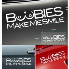Warning Stickers Boobies Make Me Smile Funny Auto Car Hoods Trunk Thriller Rear Window Body Bumper Vinyl Decal Sticker