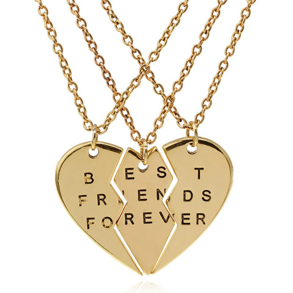 LOOK Fashion 3Pieces Broken Heart Pendant Necklace Chic Best Friends ...