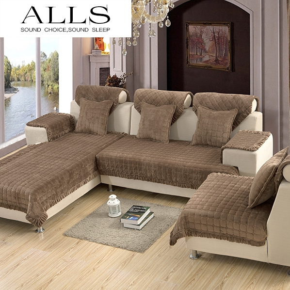 Sofa Covers Flannel Velvet Brown Cover Set Classic Coverings For Corner Sectional Couch Hometextile Wish Sofa Covers Flannel Velvet Brown, Brown Sofa Cover Set