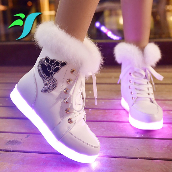 High Top Warm Led Shoes Women Casual 