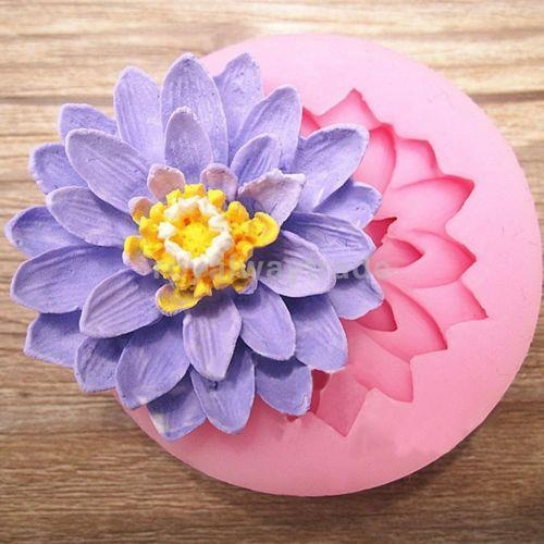 Lotus Flower 3D Silicone Fondant Mould Cake Fondant Decoration Mat Baking Tools 