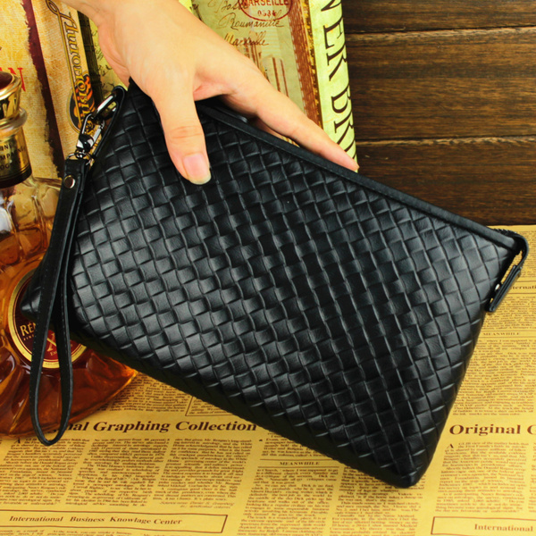 Men's Hand Woven Black Premium Leather Wallet?Handbags Briefcase ...