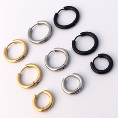 1PCS Gothic Punk Titanium Steel Hoop Earring Piercing Earrings (11mm,21mm,23mm)