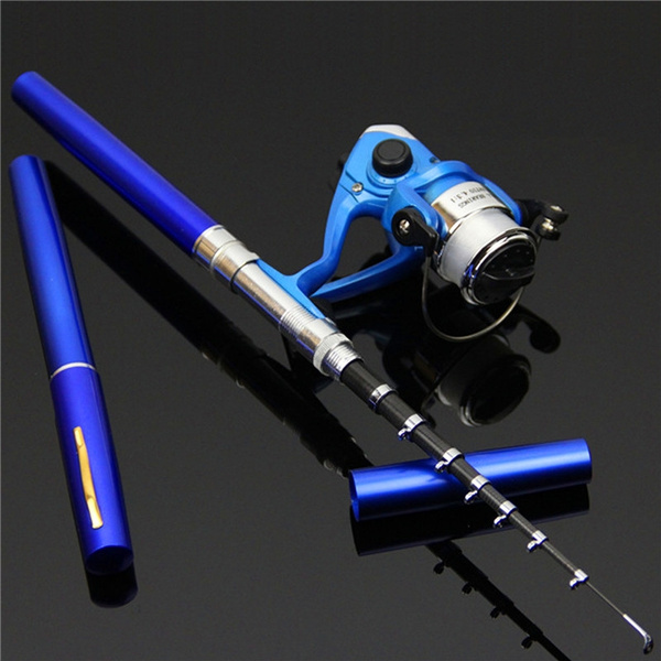 Portable Mini Pen Fishing Rod Aluminium Alloy Ice Rock Fishing Pole with Spinning  Reel
