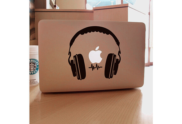  Headphones Earphones Funny Cute Decal Sticker for Apple MacBook  Laptop pro and air 11 13 15 17 Models Black : Electronics