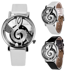 Music Notation Womens Mens Quartz Watches Note Leather Analog Wristwatch