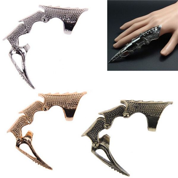 Vogue Punk Ring Rock Scroll Joint Armor Knuckle Metal Full Finger Claw Ring Cool