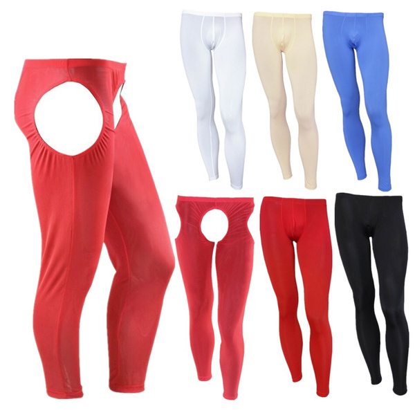 Mens Stretch Crotchless Sheer Mesh 