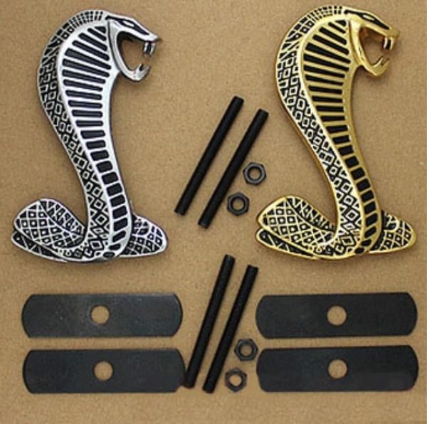 3D Metal Chrome Sticker Car Grille Turning Logo Cobra Emblem for Ford