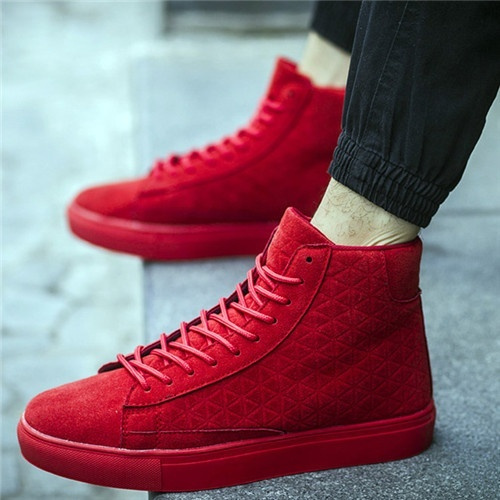 Solid Casual High Neck Lace Up Shoes For Kids - Red