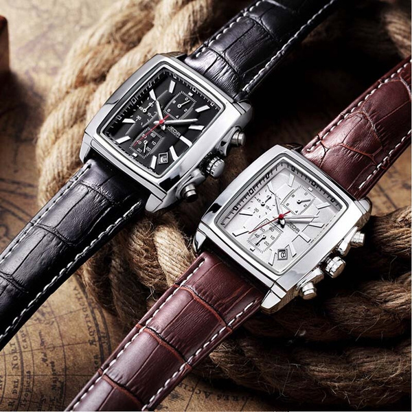 JEDIR Chronograph Function Men's Titan Watch Genuine Leather Luxury Men ...