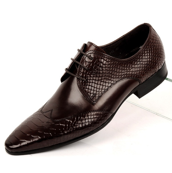 Men's Leather Dress Shoes Rubber Sole Everyday Laceup Modern Cap Toe