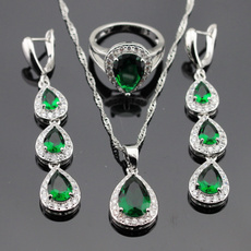 Green, greenjewelryset, Earring, longdropearring