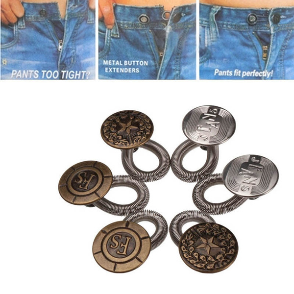 Jeans Pants Instant Fix Expanders Waist Extender Metal Buttons