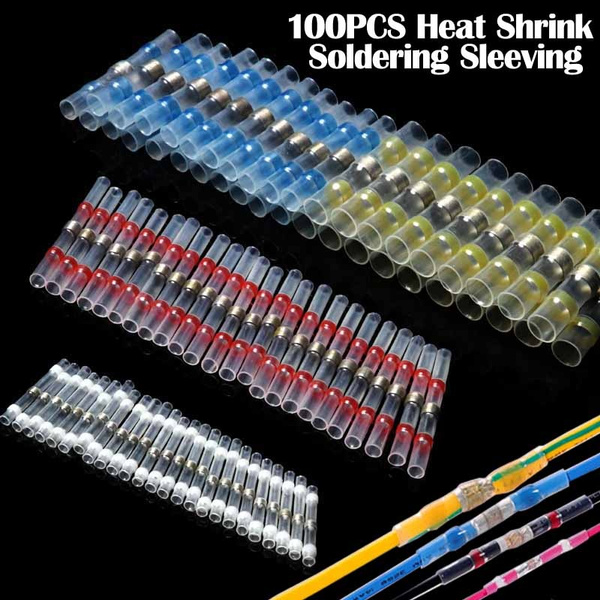 100PCS Waterproof Solder&Seal Heat Shrink Butt Connector Soldering