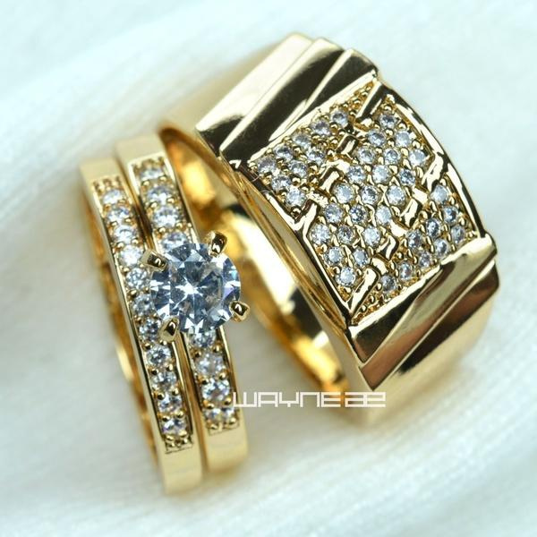 Gold Wedding Ring Sets for Him and Her | Wish