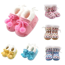 Toddler Kids Fleece Fur Snow Boots Laced Baby Shoes Winter Ankle Socks 