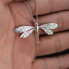 Fashion Jewelry 925 sterling silver Women Dragonfly CZ Pendant Necklace Fit  Xmas Gift 20" 