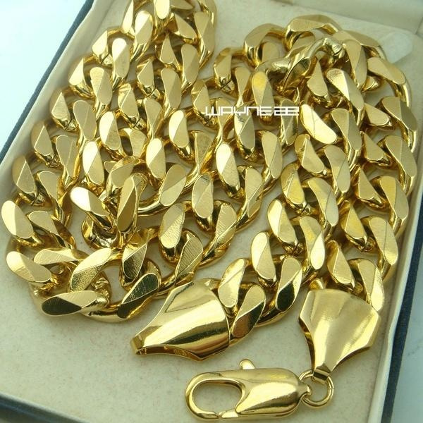 60cm 50cm Length Heavy Solid Men S 18k Gold Filled Cuban Curb Chain Necklace N276 Wish
