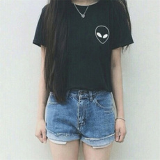 Harajuku Street Women Alien T shirt Casual Fashion Top Summer Style Tee