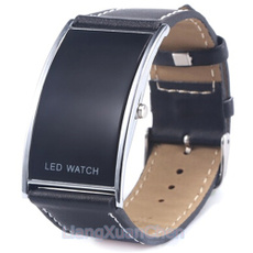 Creative personality minimalist leather normal waterproof LED watch men smart electronics casual watches
