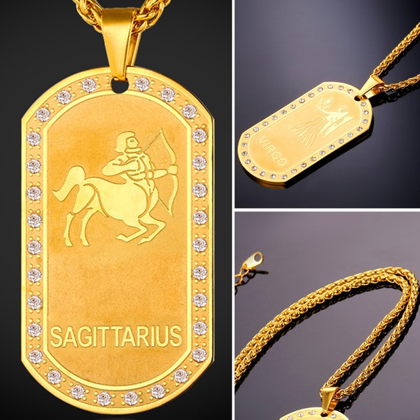 Zodiac Jewelry 18K Gold Plated Dog Tags 