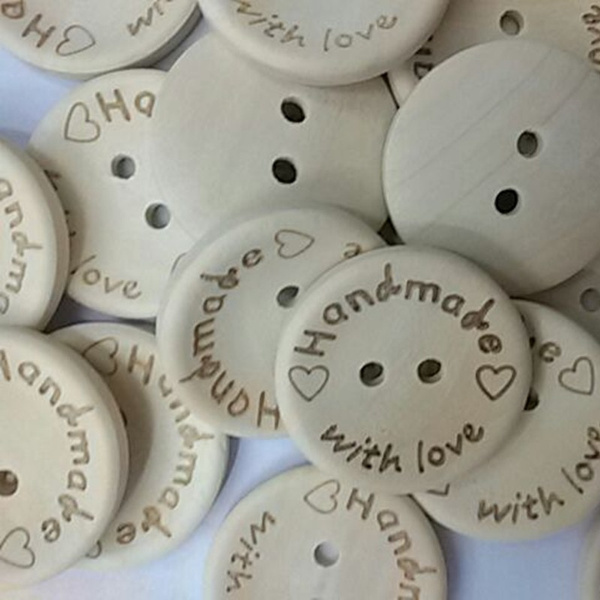 100pcs Love Heart Handmade Wood Wooden Button Sewing Scrapbook DIY ...