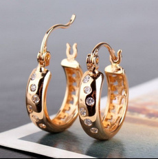 Exquisite Genuine Gold Filled Gemstone Hoop Earrings Jewelry Gifts