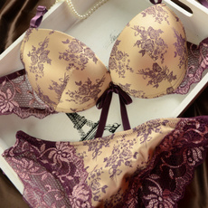 Women's Thin Lace Floral Underwear Push Up Bra Sets & Panty 32/34/36/38 B C