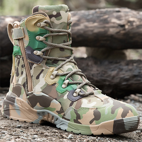 Mens High Top Hiking Outdoor Ankle Camo Boots Military Army Tactical shoes