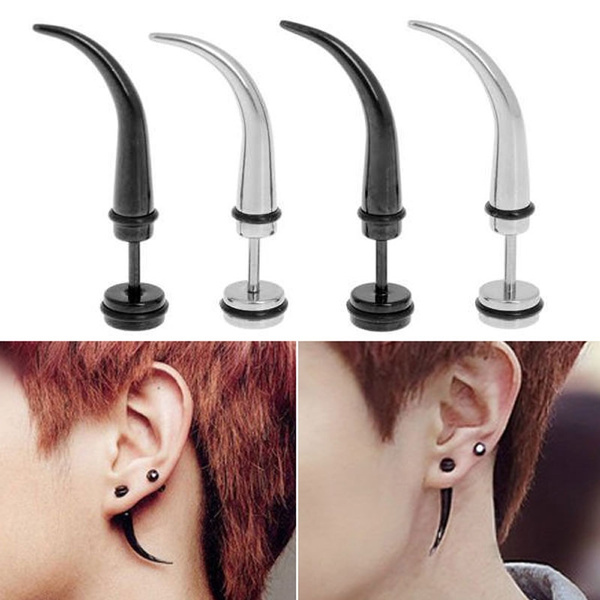 30MM 40MM 1 Pair Punk Taper Spike Stainless Steel Ear Stud Earrings (2