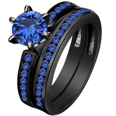 18kblackgold, wedding ring, Blue Sapphire, gold