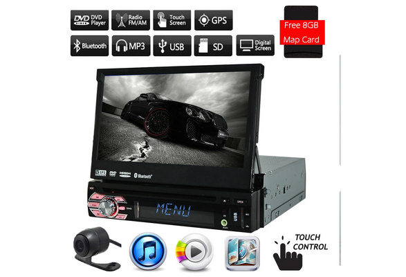 Universal In Dash single 1 din Car Stereo Car Audio GPS Navigation System  Sliding Touch Screen Built-in Bluetooth MP4 Aux Windows CE 6.0 12V 7'' Car  DVD Player Input USB/SD/TF single Din FM/AM/RDS Radio One din Free Rear  Camera