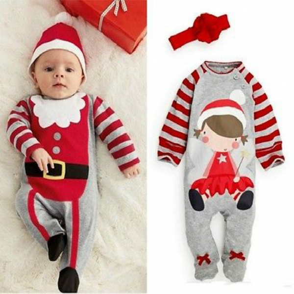 Christmas Newborn Baby Girl Boy Winter Clothes New Born Body Baby Ropa Bebe Next Baby Bodysuit Hat Headband Set