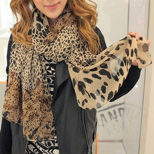 Fashion Silk Cashmere Chiffon Scarf ，Animal Print Super Star