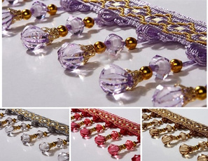 10 Colors Tassel Fringe Trim Pumpkin Crystal Beaded Ribbon For Sewing Curtain Accessories