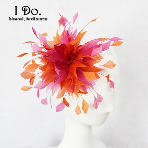 orange pink fascinator