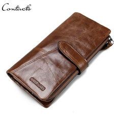 New Brand Design Men Wallet Fashion Genuine Leather Standstone Brown Purse Phone Long Clutch Wallets Vintage Man Wallet