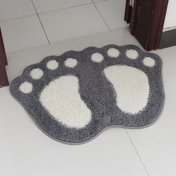 40x60cm Cute Big Feet Plush Bath Mat Door Mat Non Slip Waste Absorbing Toilet Kitchen Bathroom Decoration Home 8 Color Wish