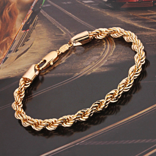 Mens Gold Bangle Bracelet Gold Vintage Pulseira Ouro 18K Pulseras ...