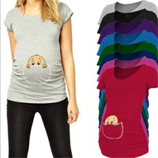 New Maternity Shirt Specialized for Pregnant Women Plus Size Cartoons Cute Short Sleeve Tops Graphic Blouse for Women
