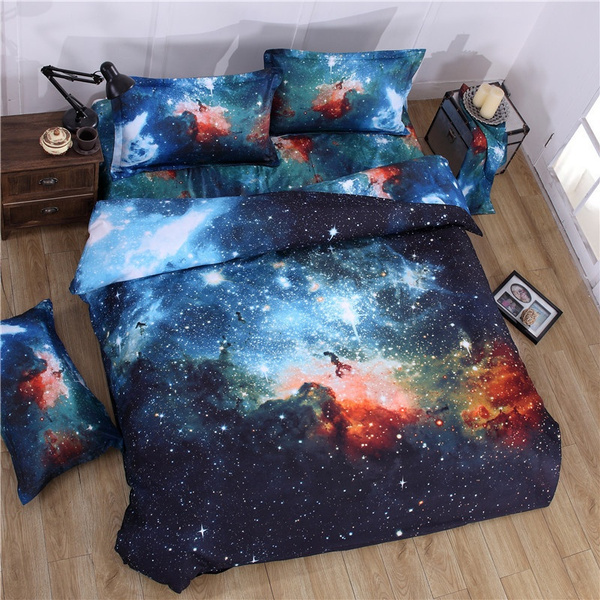 Hot Fashion 3d Galaxy Quilt Cover Duvet Sheets Space Outer Bedding Set With Matching Pillow Covers Double Queen Size Wish Hot Fashion 3d Galaxy Quilt Cover, Space Bedding King Size