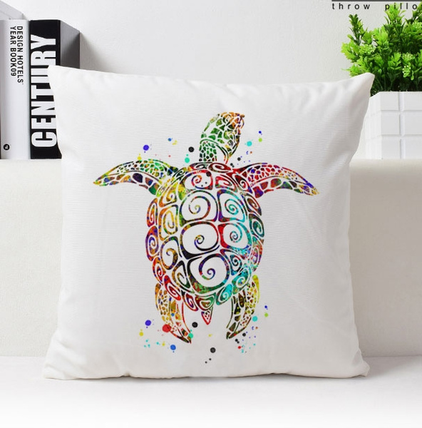 Sea Turtle Pillow Cover Sea Turtle Cushion Watercolor Sea Turtle