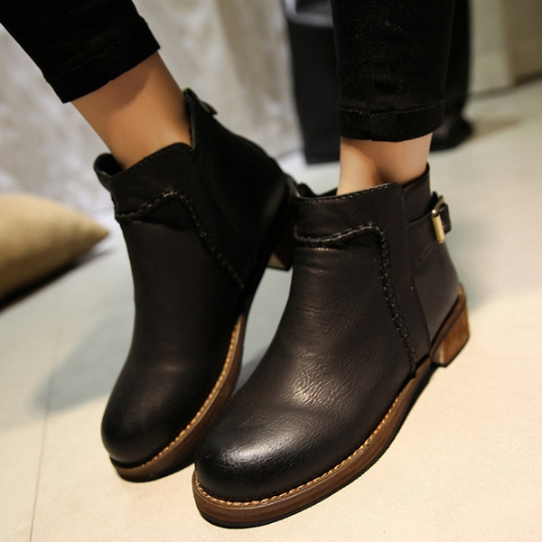 2015 hebilla Vintage botines moda mujeres botas Casual punta estrecha Slip  On pisos otoño para mujer zapatos de mujer XWX2478 | Wish