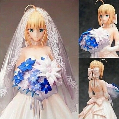 Anime Fate stay night Saber Lily 10th Anniversary Wedding Dress Regal Robes PVC Action Figure Model Toy 25cm