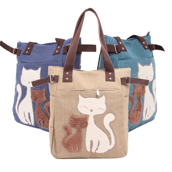 cat canvas bolsa