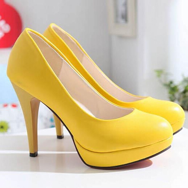 Fashion (Yellow)High Heels 35-45 Plus Size Women Shoes 12cm Thin Stiletto  Banquet Wedding Shoes Sexy P JIN | Jumia Nigeria