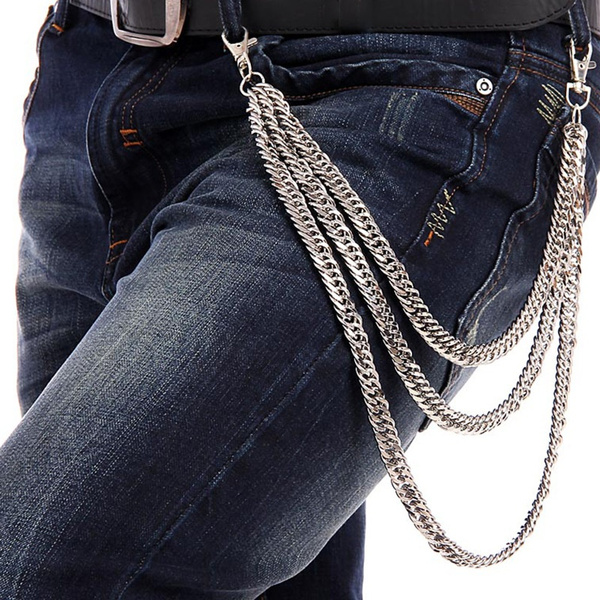 Vænne sig til gravid Reaktor New Men Silver Metal Short Wallet Jeans Chains Trousers KeyChain Biker 3  Strands Jeans Waist Chain | Wish