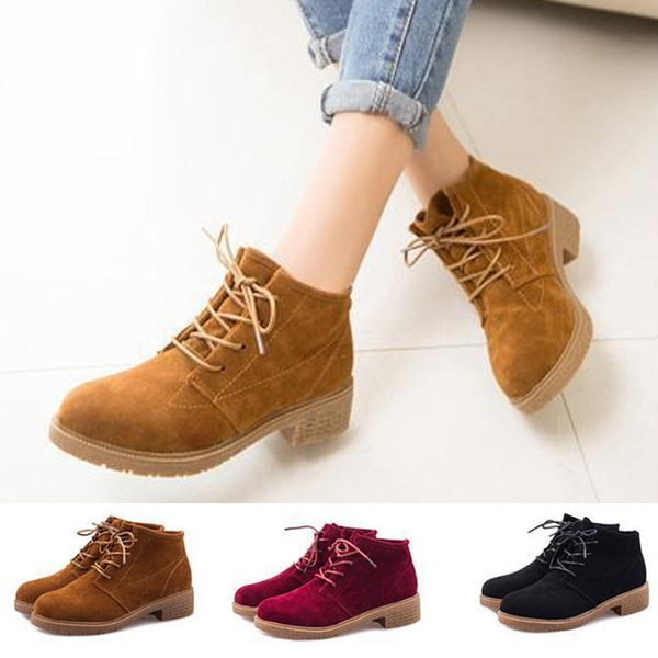 Otoño invierno Vintage Ladies zapatos Casual mujeres cargadores del tobillo  del talón plano motocicleta botas zapatos de cuero para la mujer XWP006 |  Wish